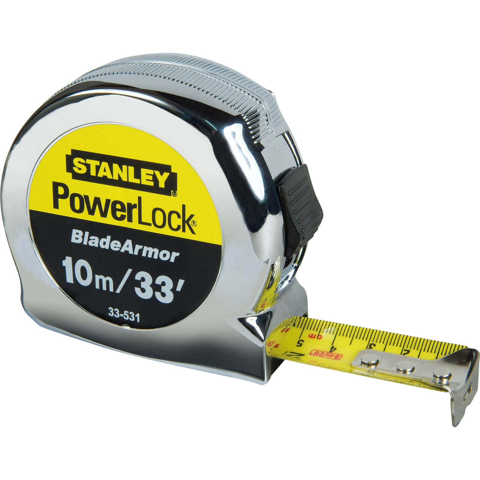 Image of Stanley Powerlock Blade Armor Tape Measure Imperial & Metric 30ft / 10m 25mm