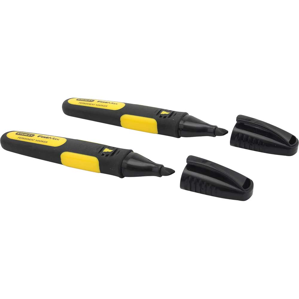 Image of Stanley Black Chisel Tip Marker Pens Pack of 2