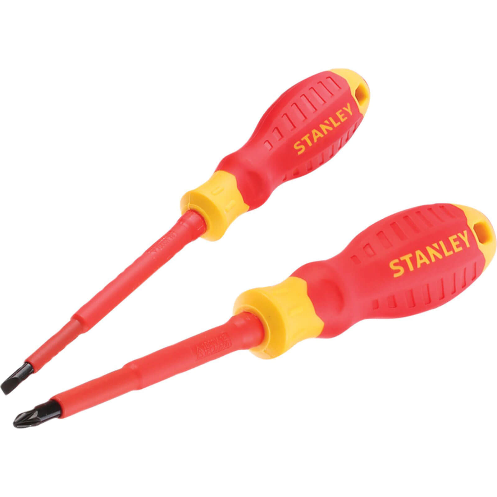 Image of Stanley FatMax 2 Piece VDE Insulated Pozi and Slotted Screwdriver Set