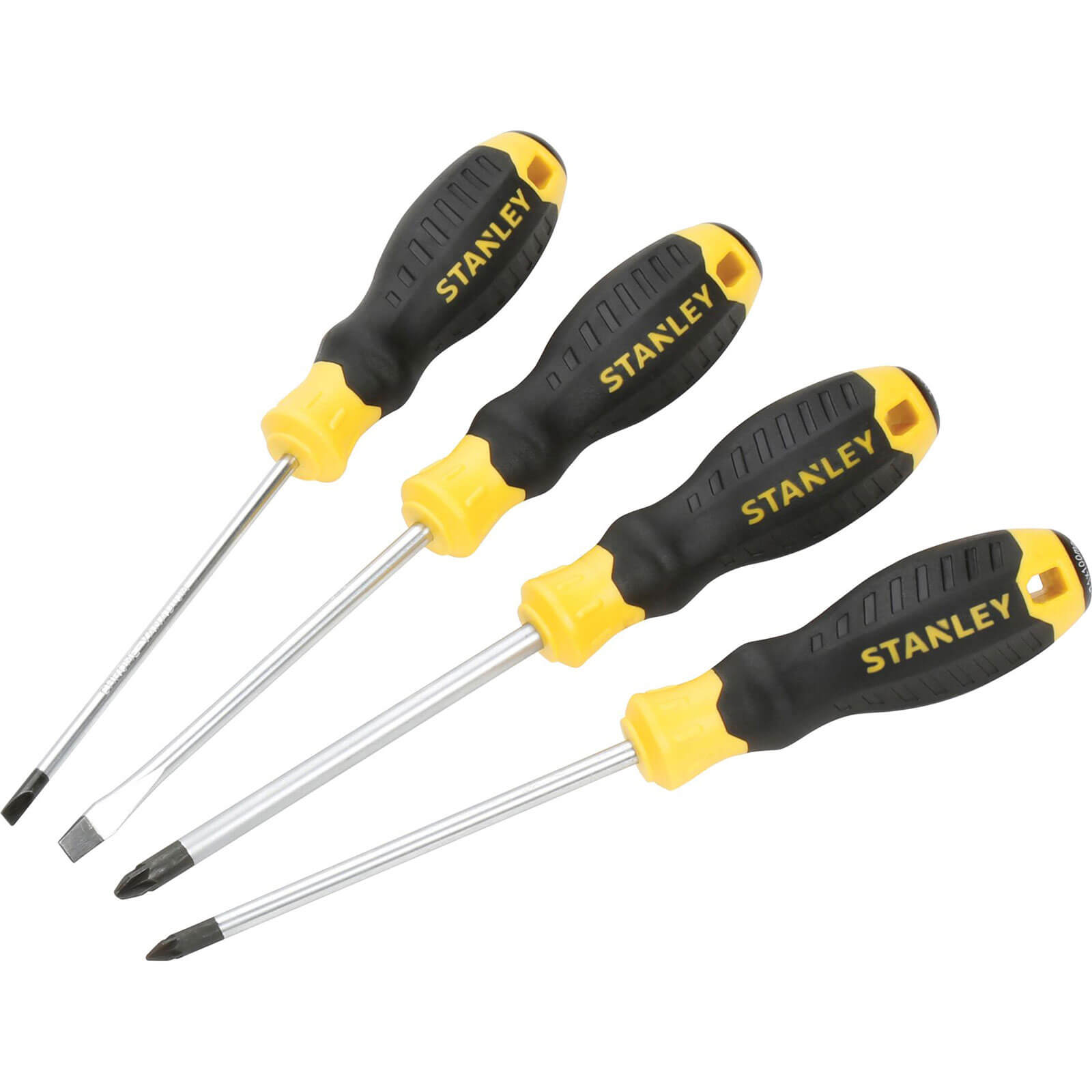 Image of Stanley 4 Piece Essential Slotted and Pozi Screwdriver Set