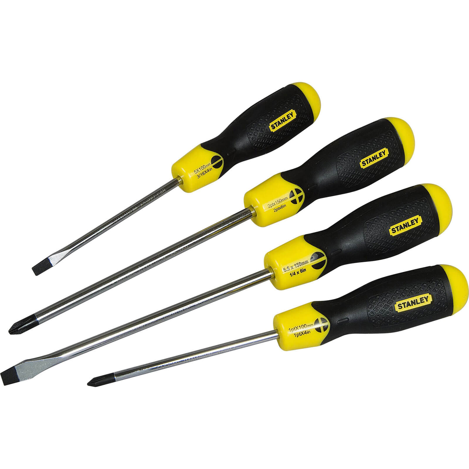 Image of Stanley 4 Piece Cushion Grip Phillips and Slotted Screwdriver Set
