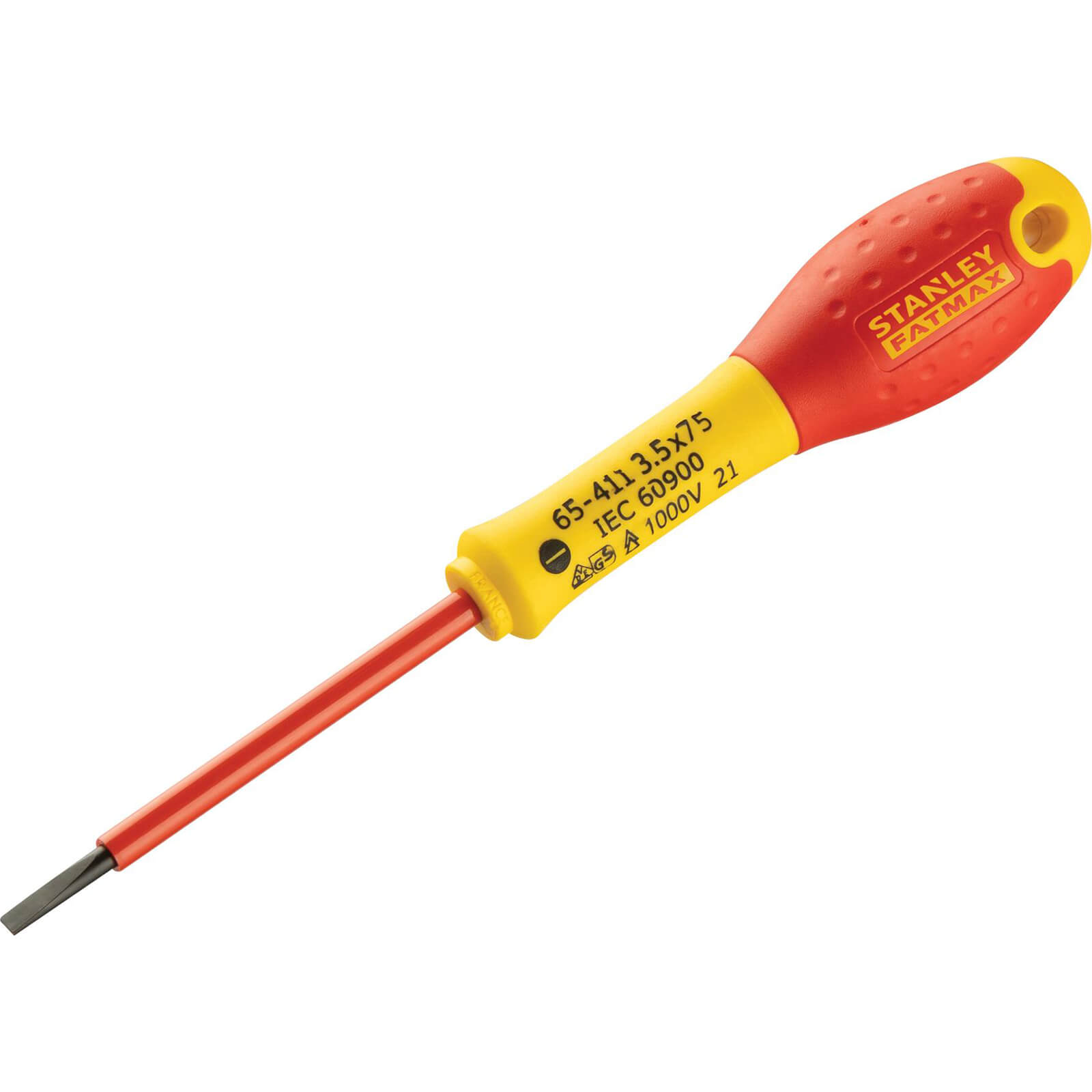 Image of Stanley FatMax Insulated Parallel Slotted Screwdriver 3.5mm 75mm