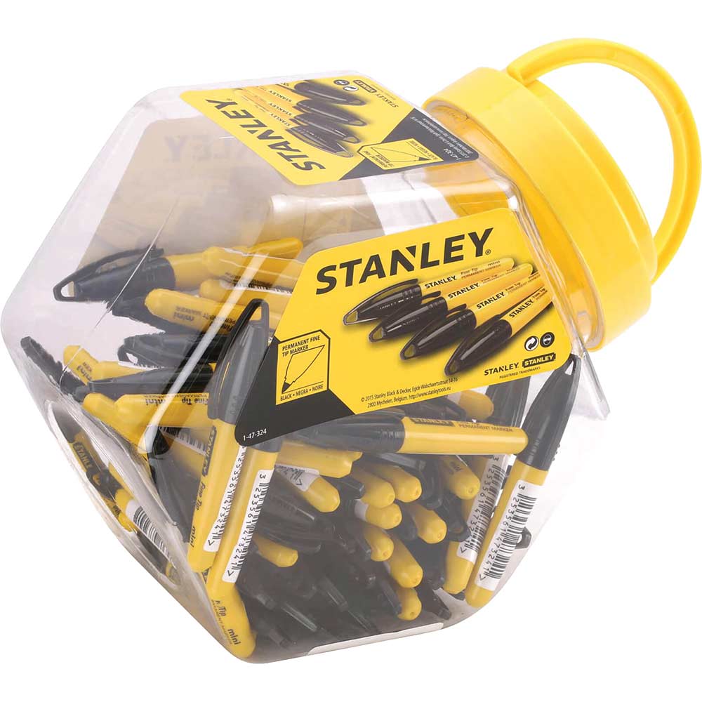 Stanley Mini Fine Tip Marker Pen Tub Black Pack of 72