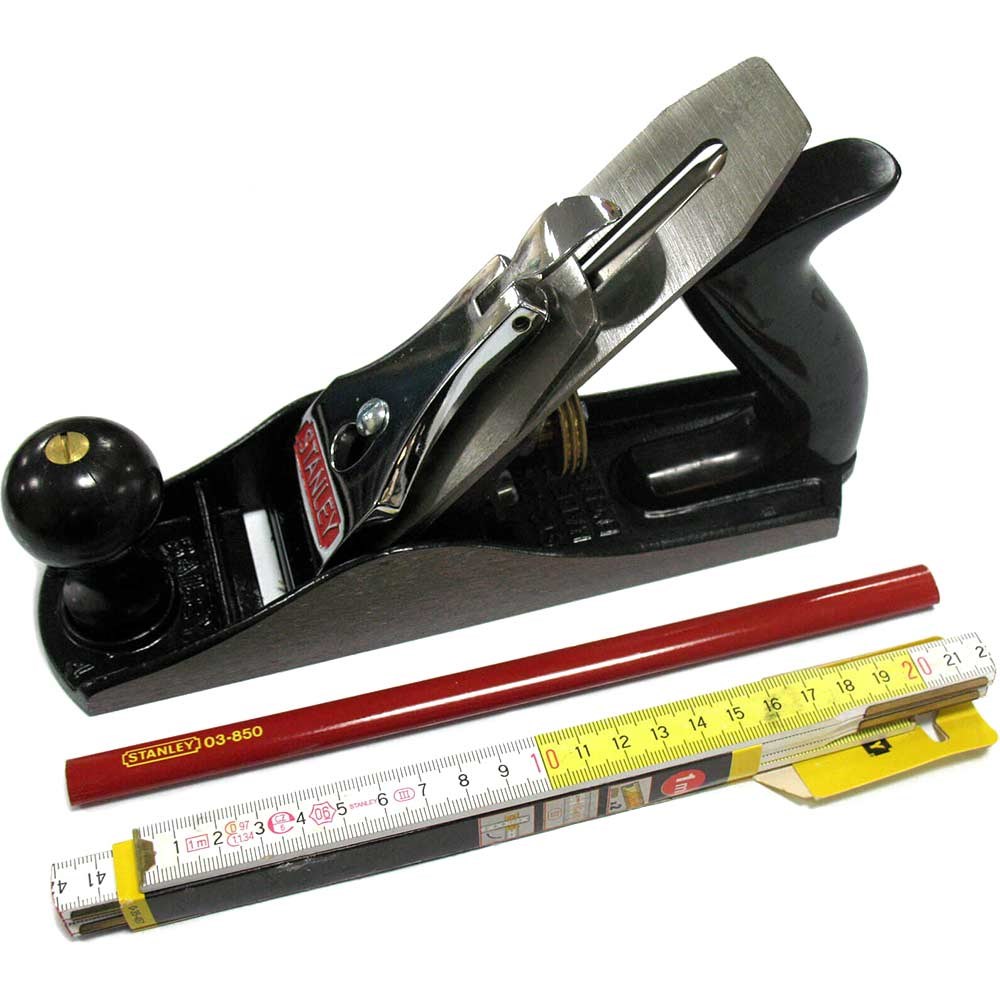 Stanley No 4 Plane With Carpenters Pencil Rule And Case Bench