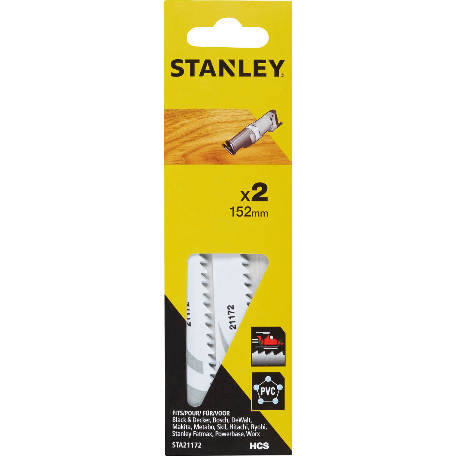 Photos - Power Tool Accessory Stanley Fast Wood Cutting Reciprocating Saw Blades 152mm Pack of 2 STA2117 