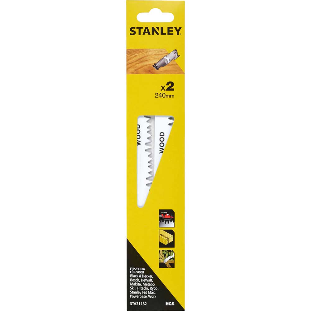 Stanley Pruning and Coarse Wood Cutting Reciprocating Saw Blades 240mm Pack of 2