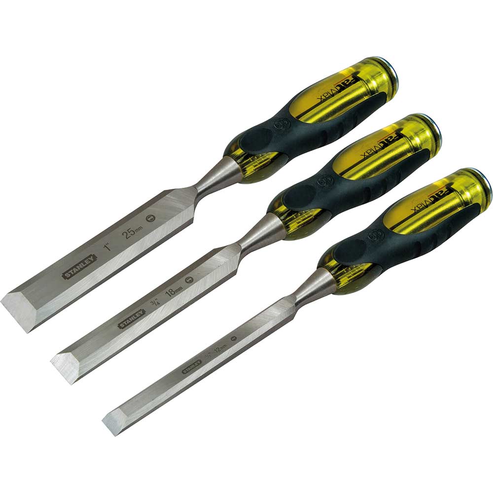 Image of Stanley FatMax 3 Piece Bevel Edge Wood Chisel Set