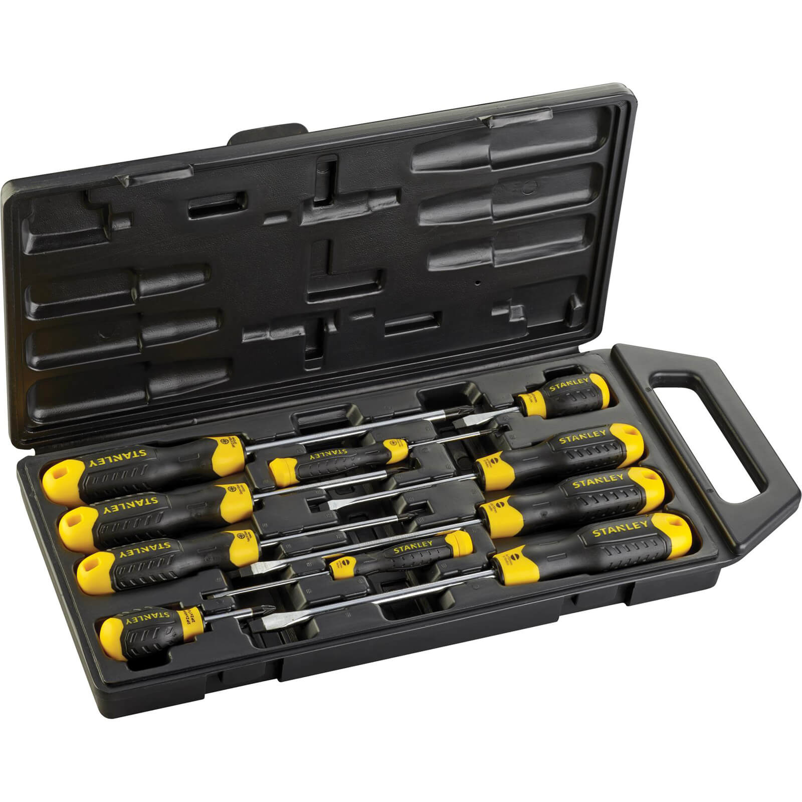 Image of Stanley 10 Piece Cushion Grip Pozi and Slotted Screwdriver Set