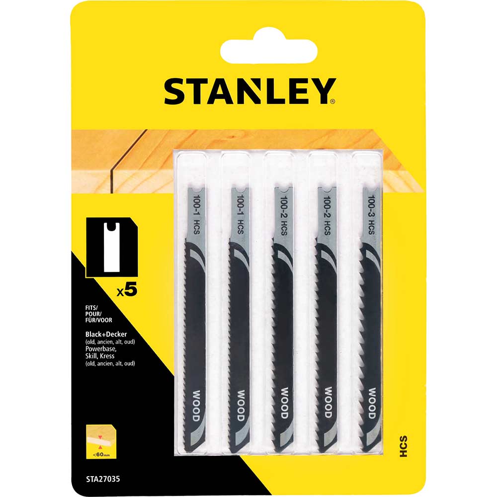 Photos - Power Tool Accessory Stanley 5 Piece U Shank Jigsaw Blade Set for Wood STA27035 