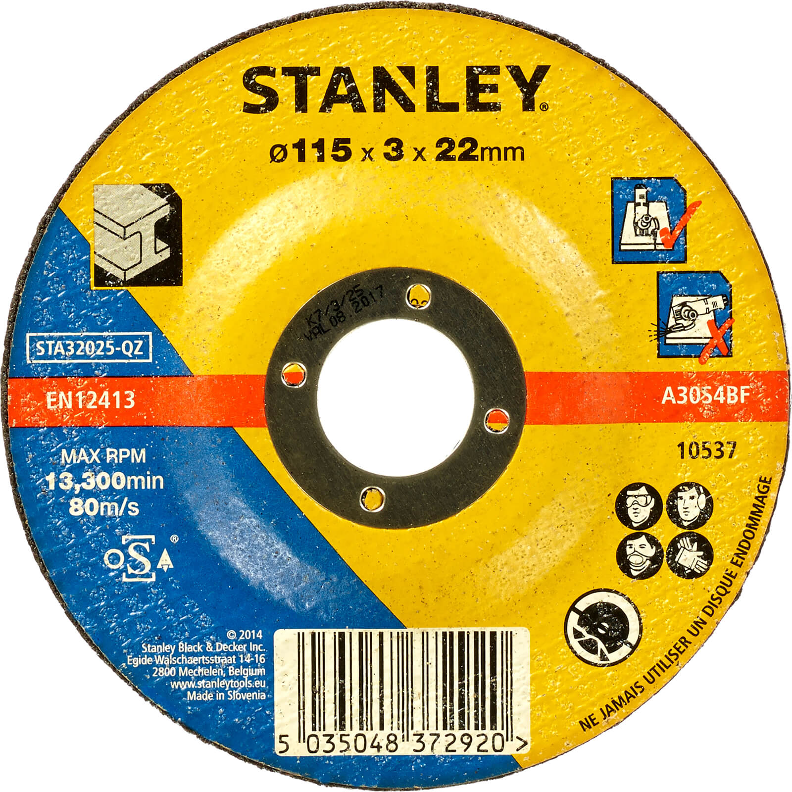 Photos - Cutting Disc Stanley Depressed Centre Metal  115mm Pack of 1 STA32025 
