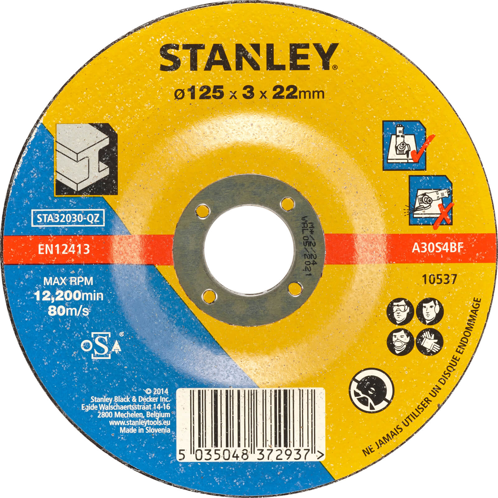 Photos - Cutting Disc Stanley Depressed Centre Metal  125mm Pack of 1 STA32030 