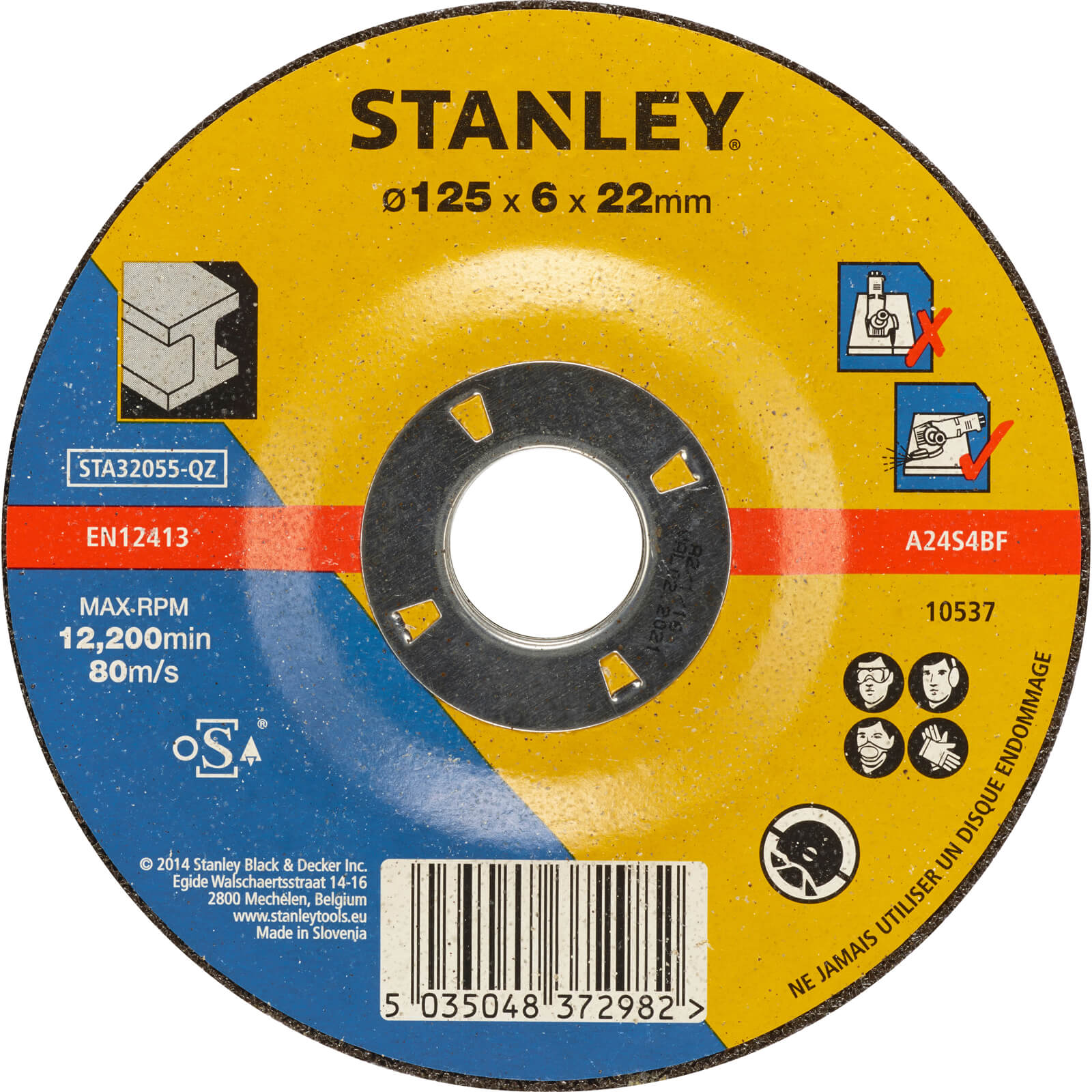 Photos - Cutting Disc Stanley Depressed Centre Metal Grinding Disc 125mm Pack of 1 STA32055 