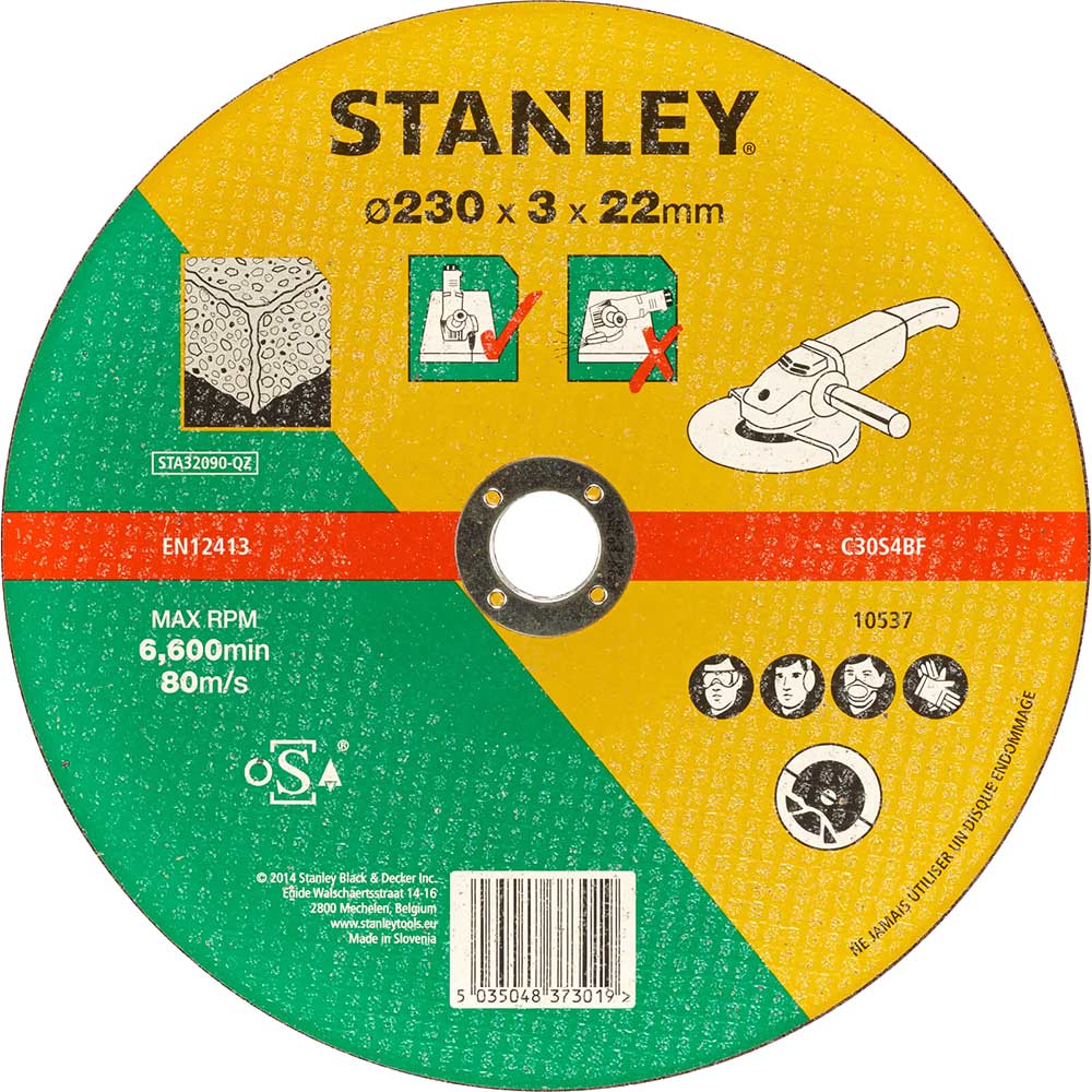 Stanley Flat Concrete and Stone Cutting Disc 230mm Pack of 1