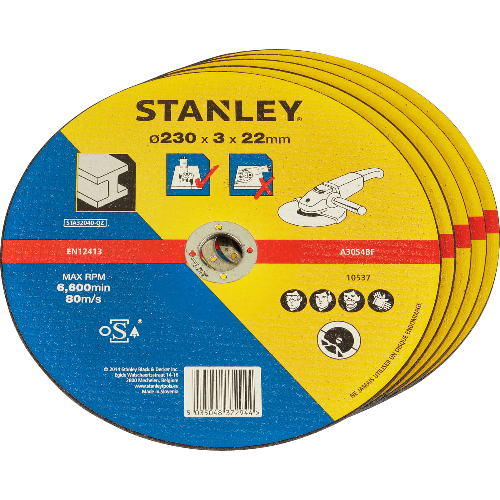 Photos - Cutting Disc Stanley Flat Metal  230mm Pack of 5 STA32805 