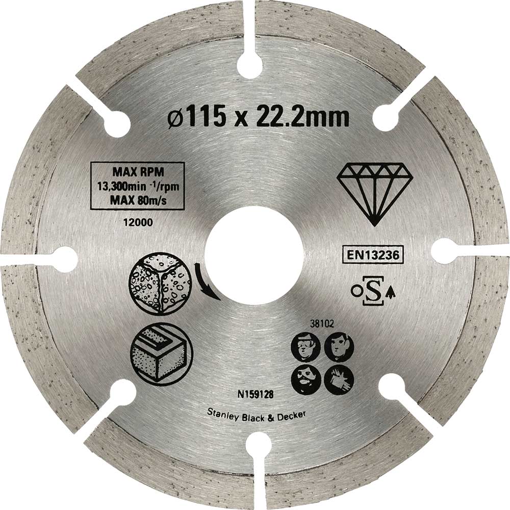 Stanley FatMax Diamond Cutting Disc for Concrete and Brick 115mm