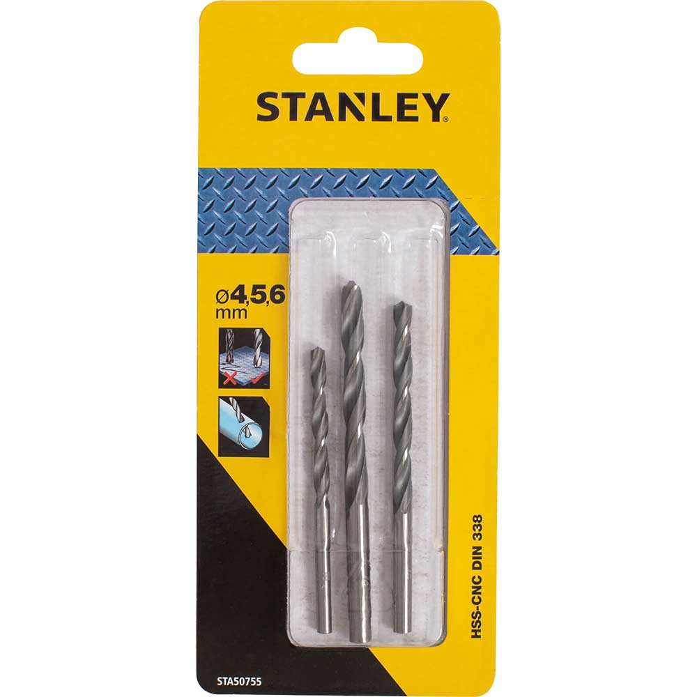 Photos - Drill Bit Stanley 3 Piece HSS-CNC Metal  Set STA50755 