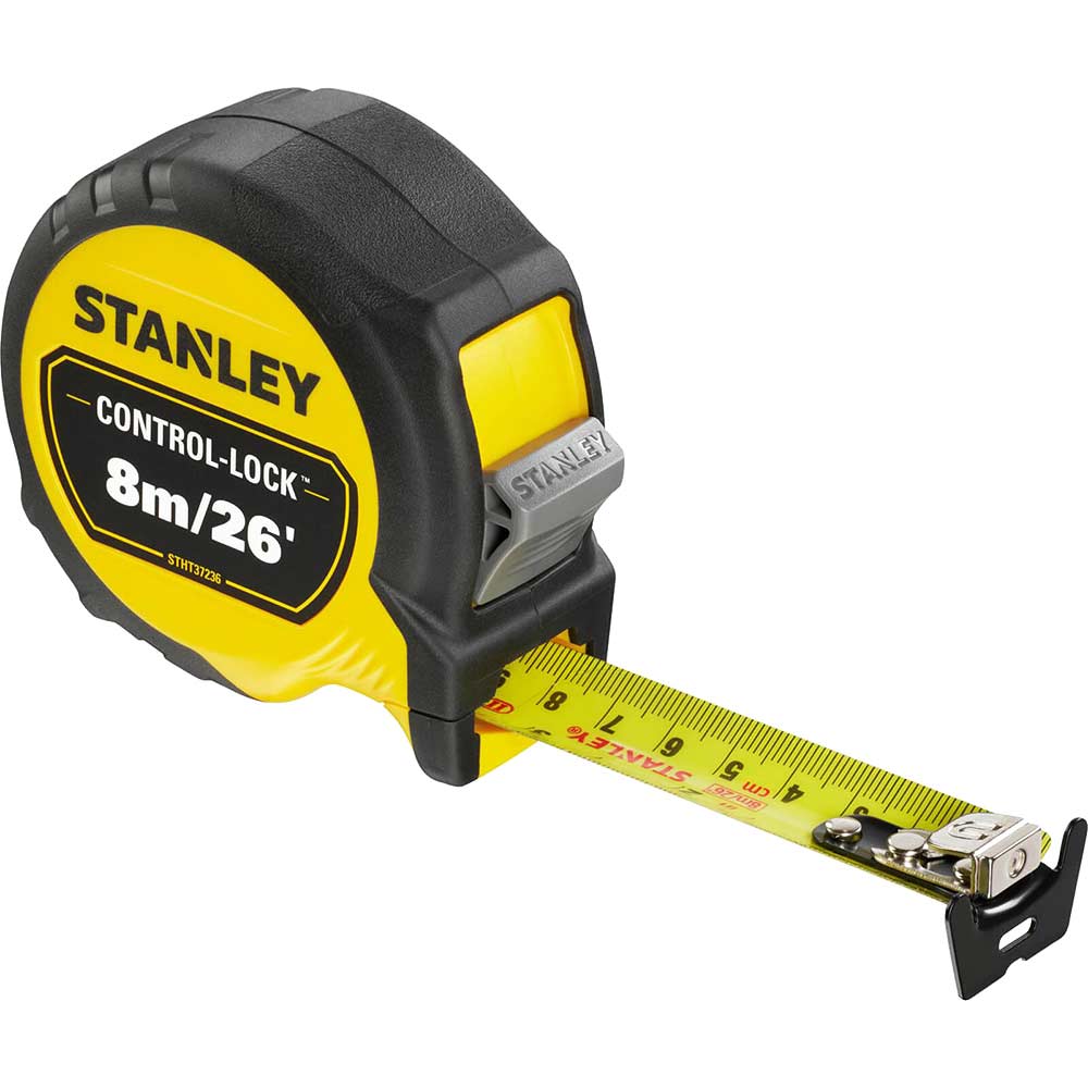 Stanley Control Lock Pocket Tape Measure Imperial & Metric 26ft / 8m 25mm