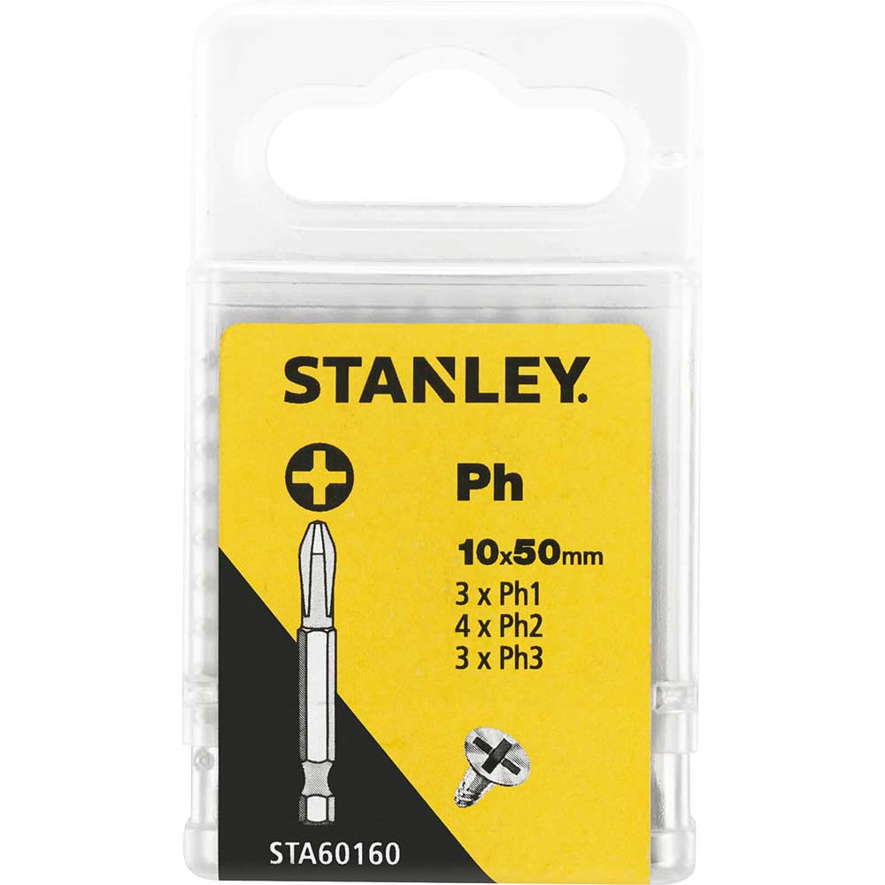 Stanley Mixed Phillips Screwdriver Bits Assorted Phillips 50mm Pack of 10