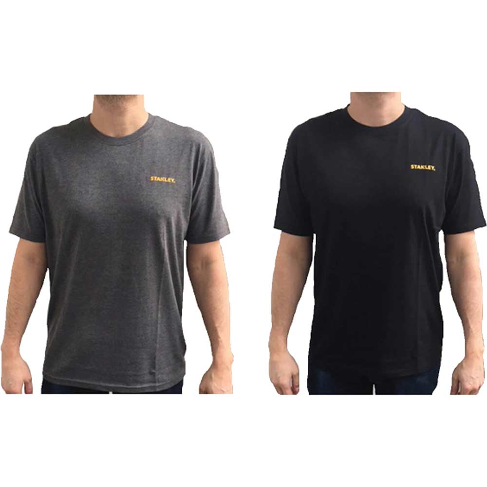 Stanley Mens T Shirt Twin Pack of 2 Grey / Black L