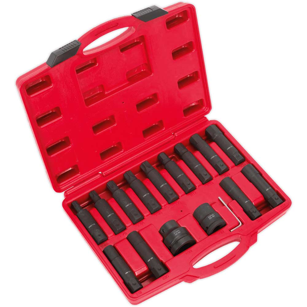 Sealey 16 Piece Combination Drive Impact Hexagon and Torx Socket / Socket Bit Set Combination