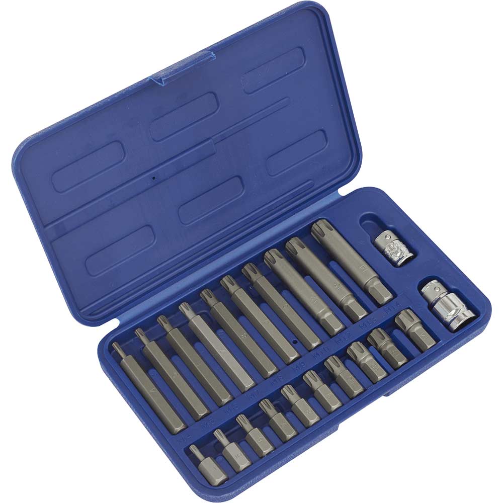 Sealey 22 Piece 3/8" and 1/2" Drive Ribe Socket Bit Set Combination