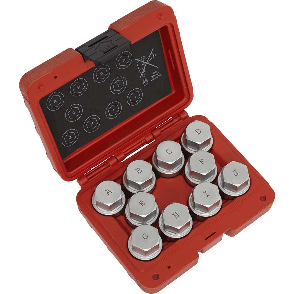 Sealey 10 Piece Locking Wheel Nut Key Set for Land Rover