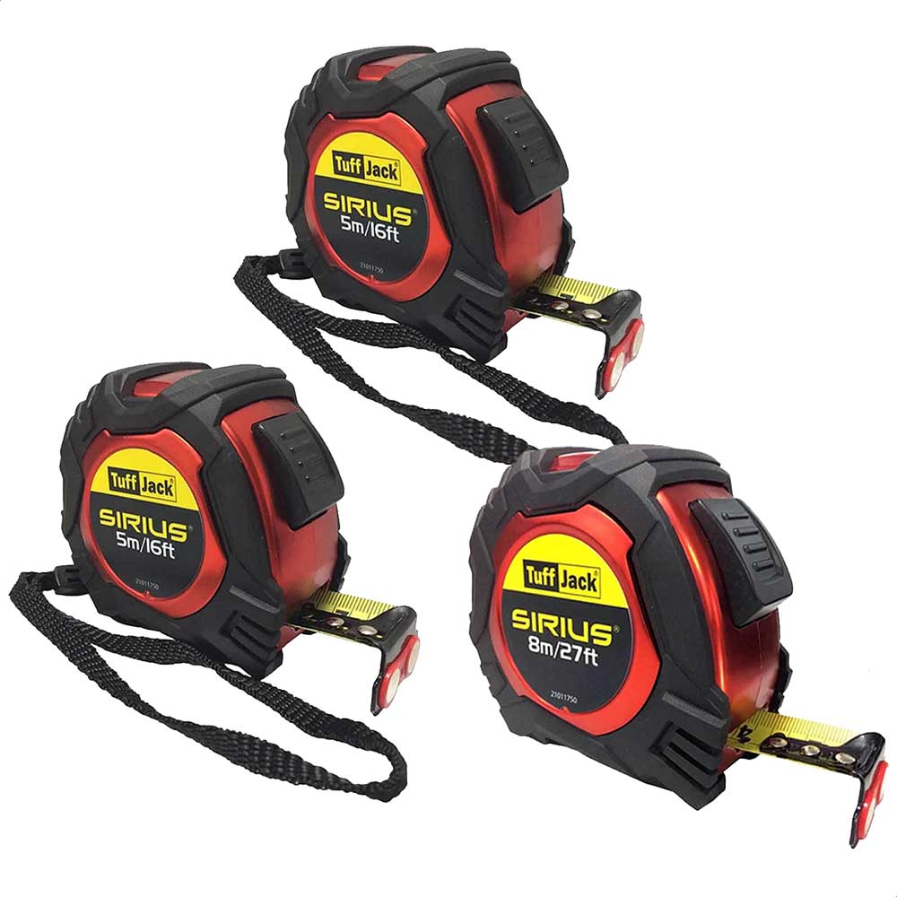 Photos - Tape Measure and Surveyor Tape Sirius 3 Piece Professional Tuff Jack Tape Measure Set SRSKIT21 