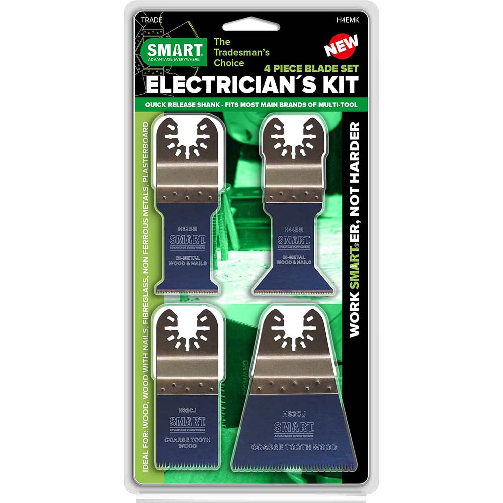 Image of Smart 4 Piece Trade Electricians Oscillating Multi Tool Blade Set