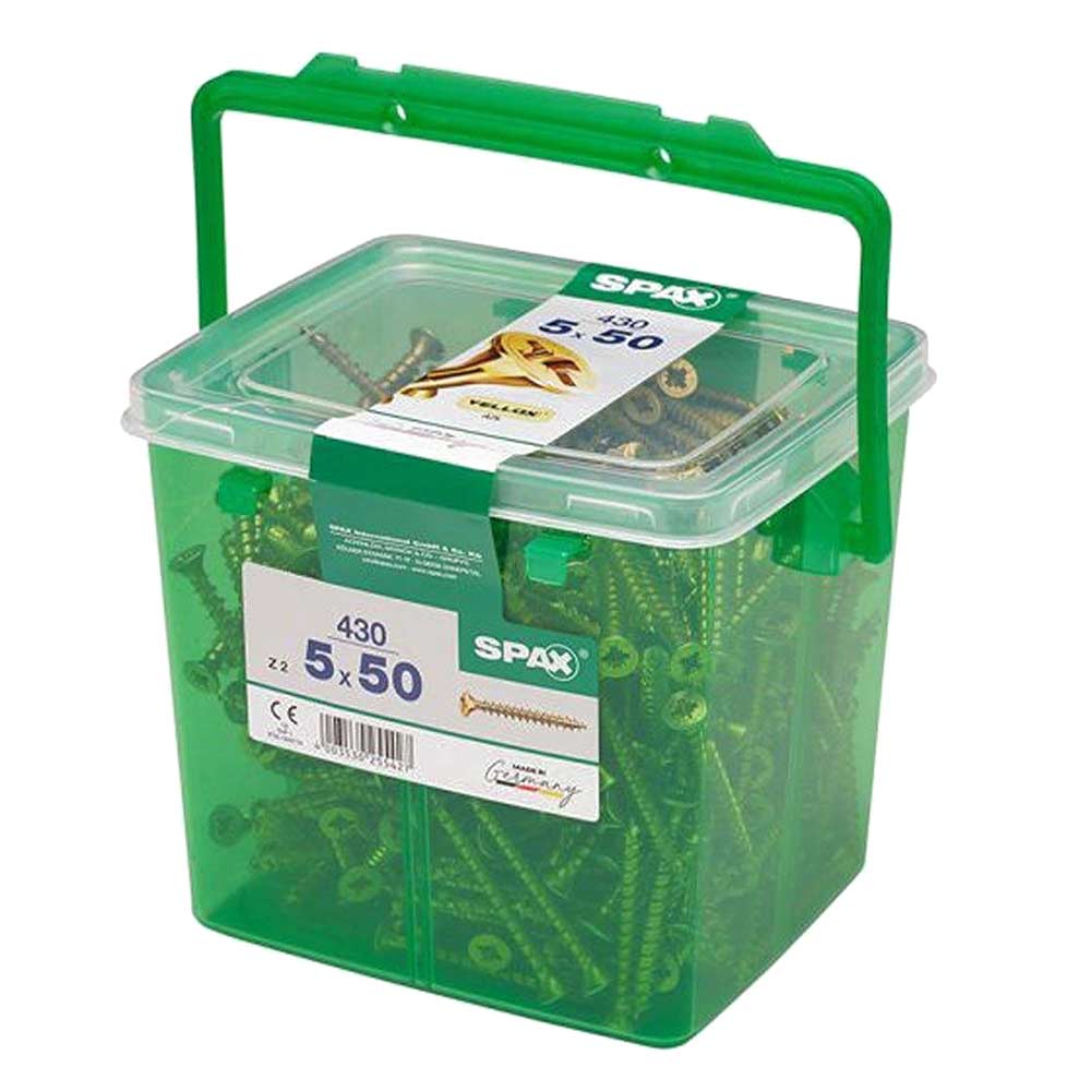 Spax S Self Countersinking Pozi Wood Screws Handy Tub 5mm 50mm Pack of 430