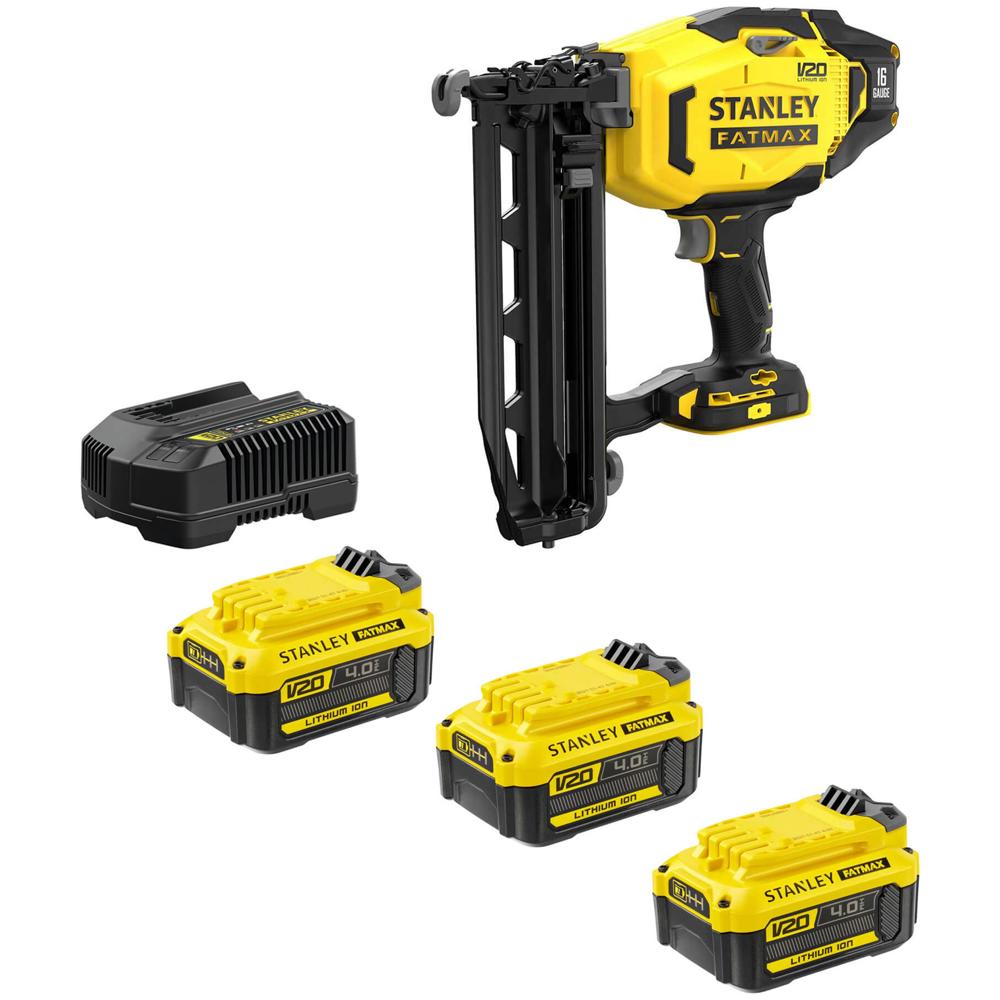 Stanley Fatmax V20 SFMCN616 18v Cordless 16G Second Fix Nail Gun 3 x 4ah Li-ion Battery Charger No Case