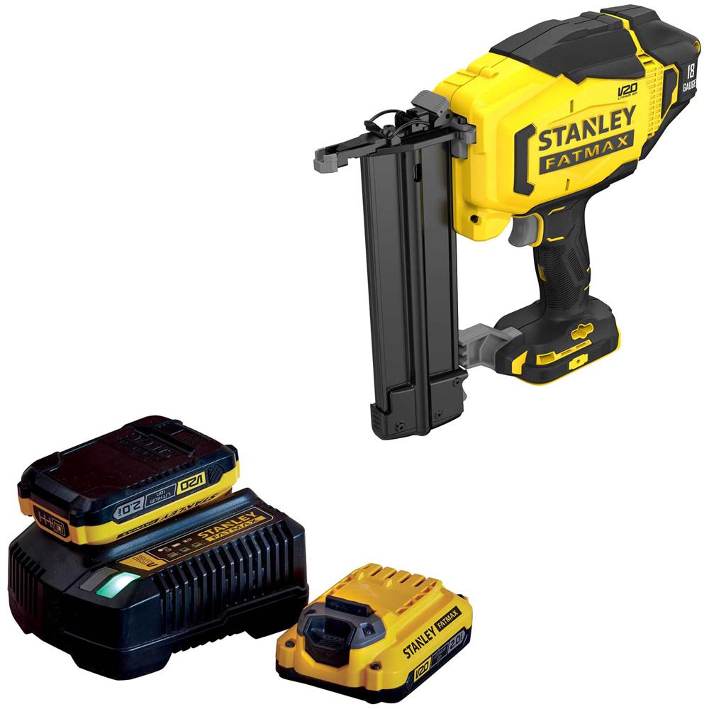 Stanley Fatmax V20 Sfmcn618 18v Cordless 18g Second Fix Nail Gun 2 X 2ah Li-ion Charger No Case