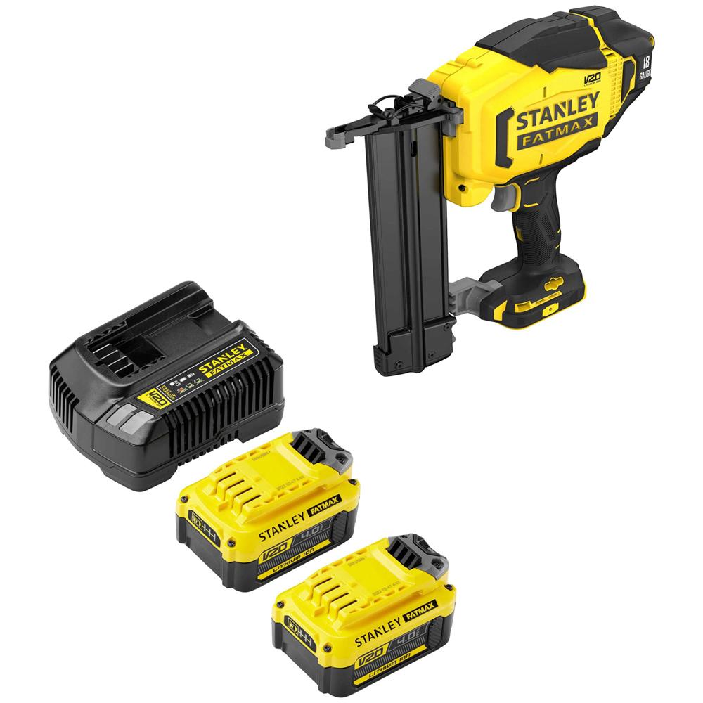 Stanley Fatmax V20 Sfmcn618 18v Cordless 18g Second Fix Nail Gun 2 X 4ah Li-ion Charger No Case