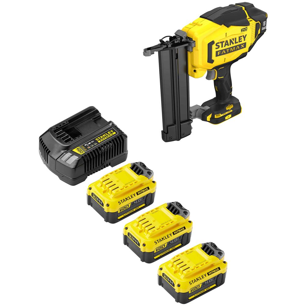 Stanley Fatmax V20 SFMCN618 18v Cordless 18G Second Fix Nail Gun 3 x 4ah Li-ion Charger No Case