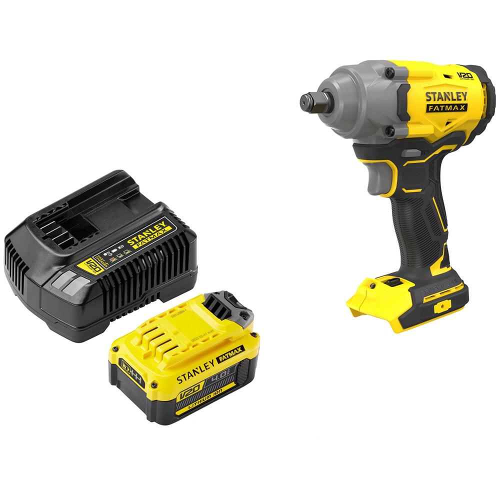 Image of Stanley Fatmax V20 SFMCF920 18v Cordless Brushless Mid Torque 1/2" Impact Wrench 1 x 4ah Li-ion Charger No Case