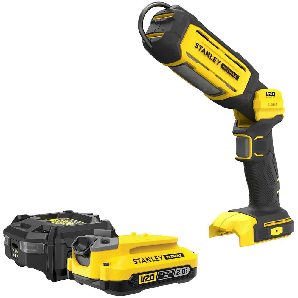Stanley Fatmax V20 Sfmcl050 18v Cordless Pivoting Led Work Light 1 X 2ah Li-ion Charger No Case