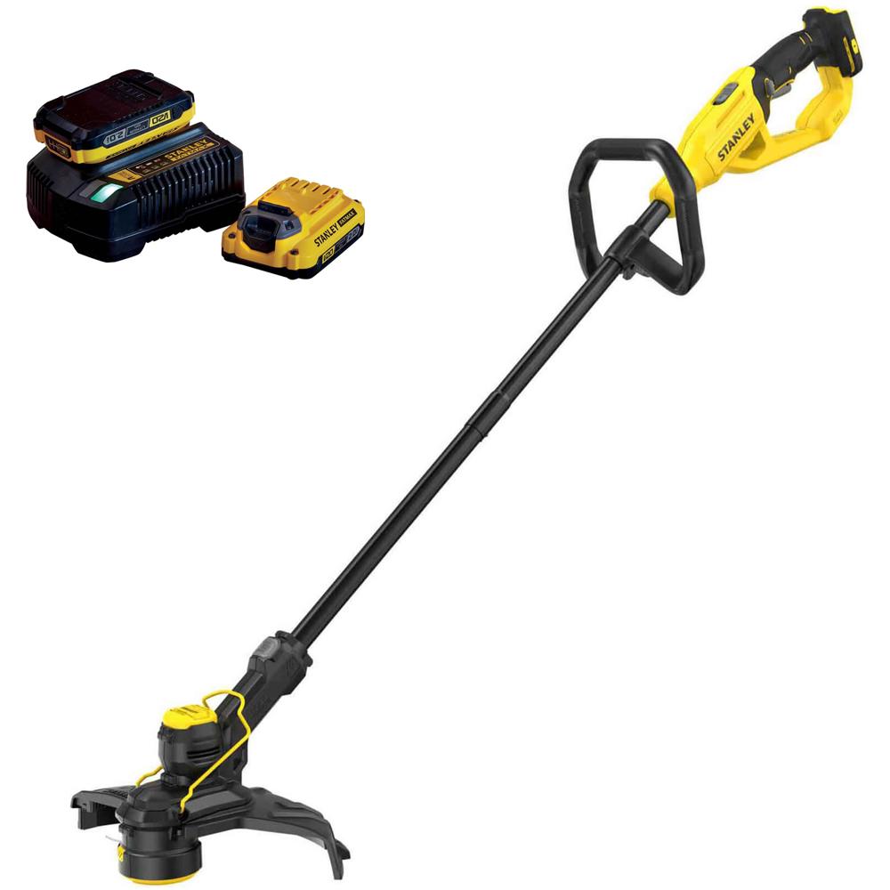 Stanley FatMax V20 STCST933 18v Cordless Grass Trimmer 330mm 2 x 2ah Li-ion Battery Charger