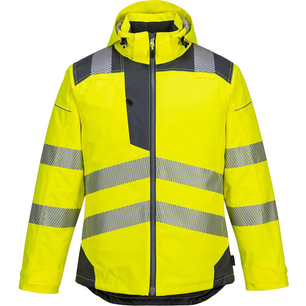 Portwest PW3 Hi Vis Winter Rain Jacket Yellow / Grey M