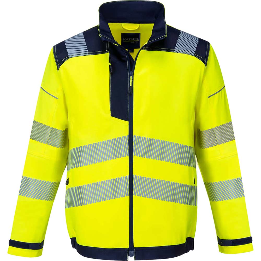 Image of Portwest T500 PW3 Hi Vis Work Jacket Yellow / Navy 2XL