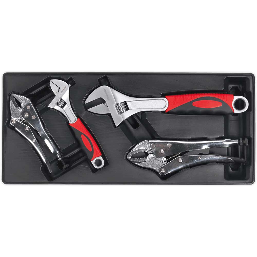 Image of Sealey 4 Piece Locking Plier and Adjustable Spanner Set in Module Tray