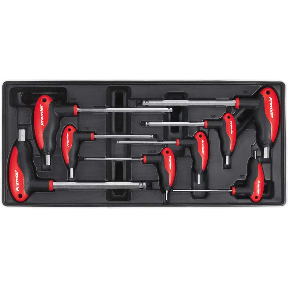 Image of Sealey 8 Piece T Handle Ball End Hexagon Key Set Metric in Module Tray