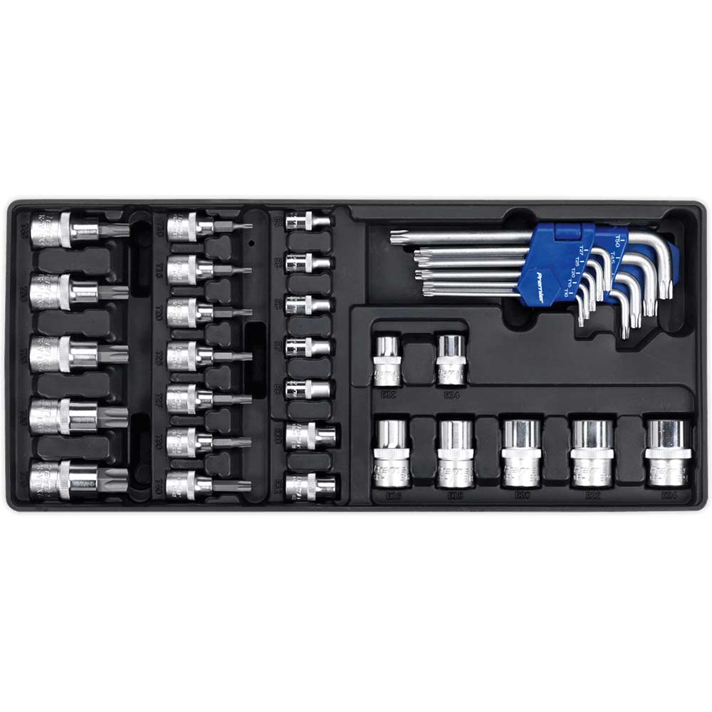 Image of Sealey 35 Piece Torx Key, Socket Bit and Combination Drive Socket Set in Module Tray