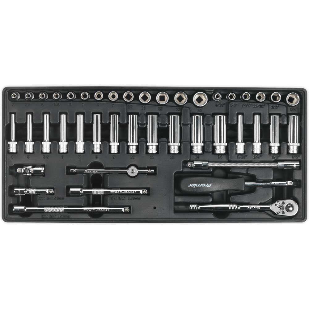 Image of Sealey 43 Piece 1/4" Drive Socket Set Metric and Imperial in Module Tray