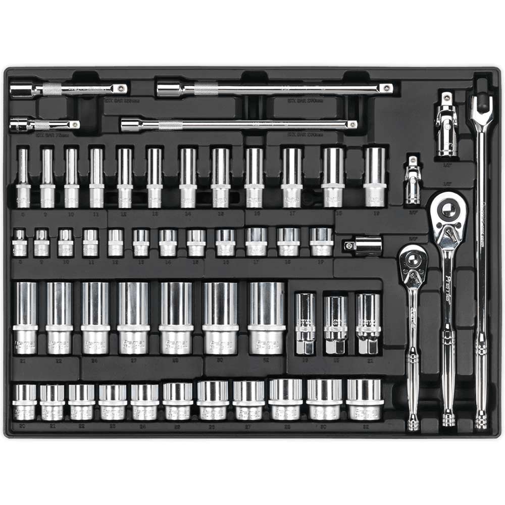 Image of Sealey 55 Piece Combination Drive Socket Set in Module Tray