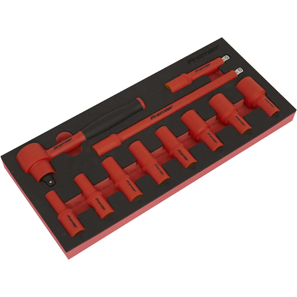 Sealey 11 Piece 3/8" Drive VDE Insulated Socket Set in Module Tray 3/8