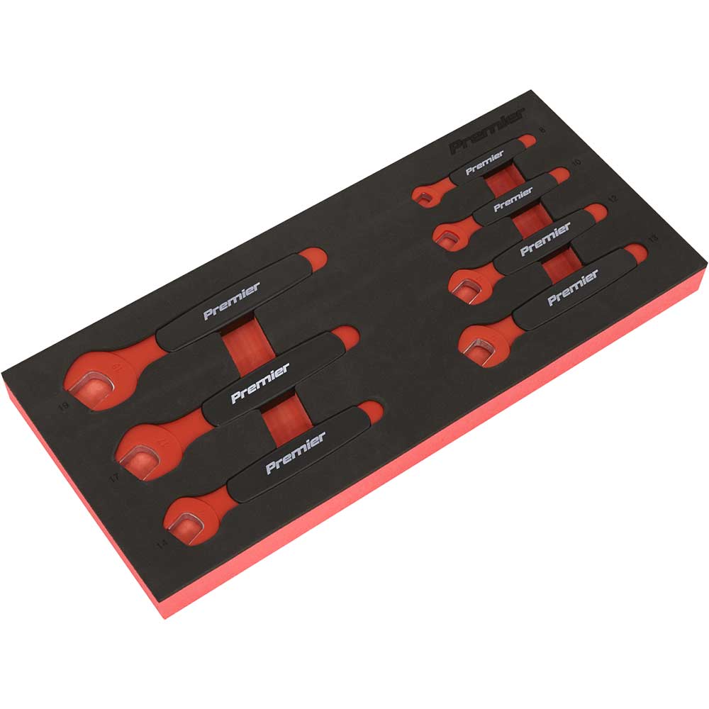 Image of Sealey 7 Piece VDE Insulated Open End Spanner Set in Module Tray