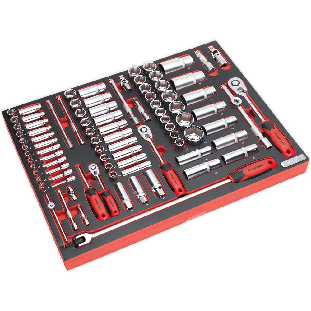 Image of Sealey 91 Piece Combination Drive Socket Set Metric in Module Tray
