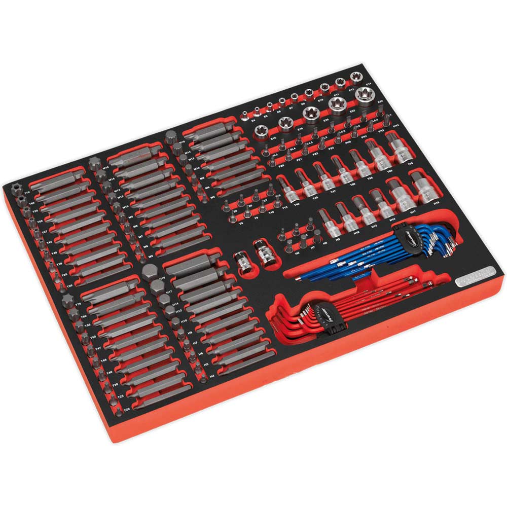 Image of Sealey TBTP07 177 Piece Screwdriver Bit and Socket Set in Module Tray 1/4"