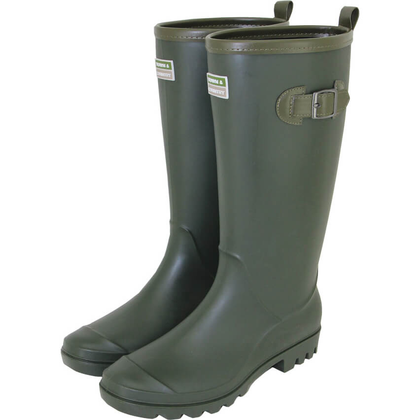 Image of Town and Country Burford PVC Wellington Boots Green Size 10