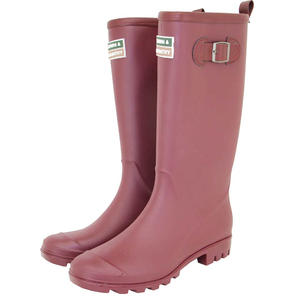 Town and Country Burford PVC Wellington Boots Aubergine Size 7