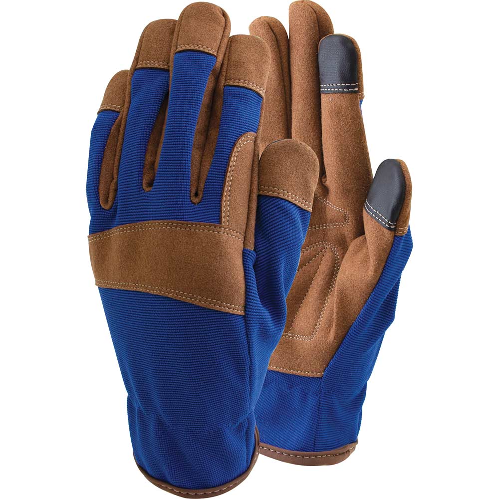 Image of Town and Country All Purpose Synthetic Leather Work Gloves Blue / Brown L